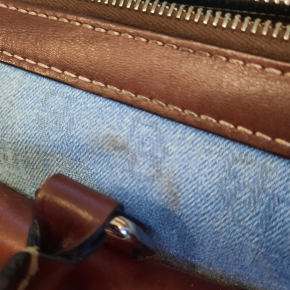 Dooney‎ & Bourke Denim Handbag with Chocolate Brown Leather Large Purse - Picture 14 of 14